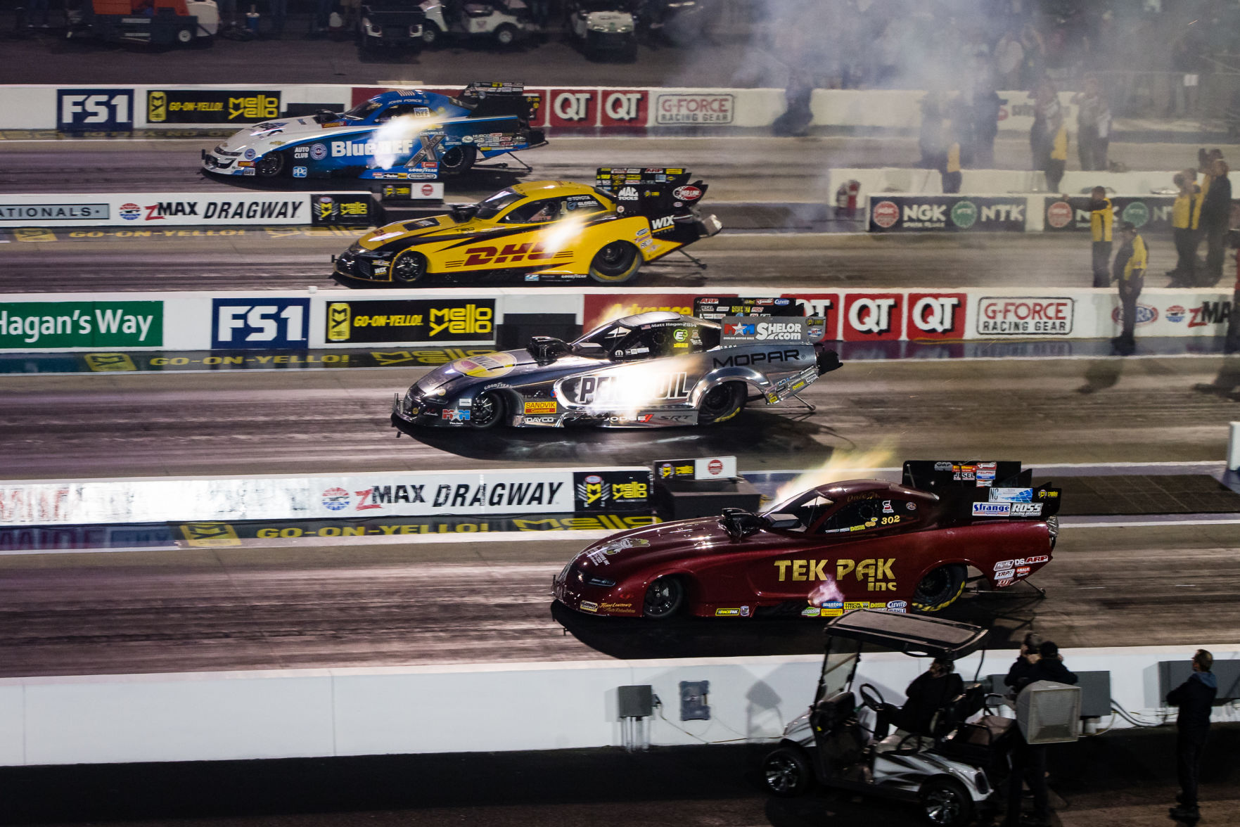 Friday action during the 2019 NGK Spark Plugs NHRA 4-Wide Nationals.